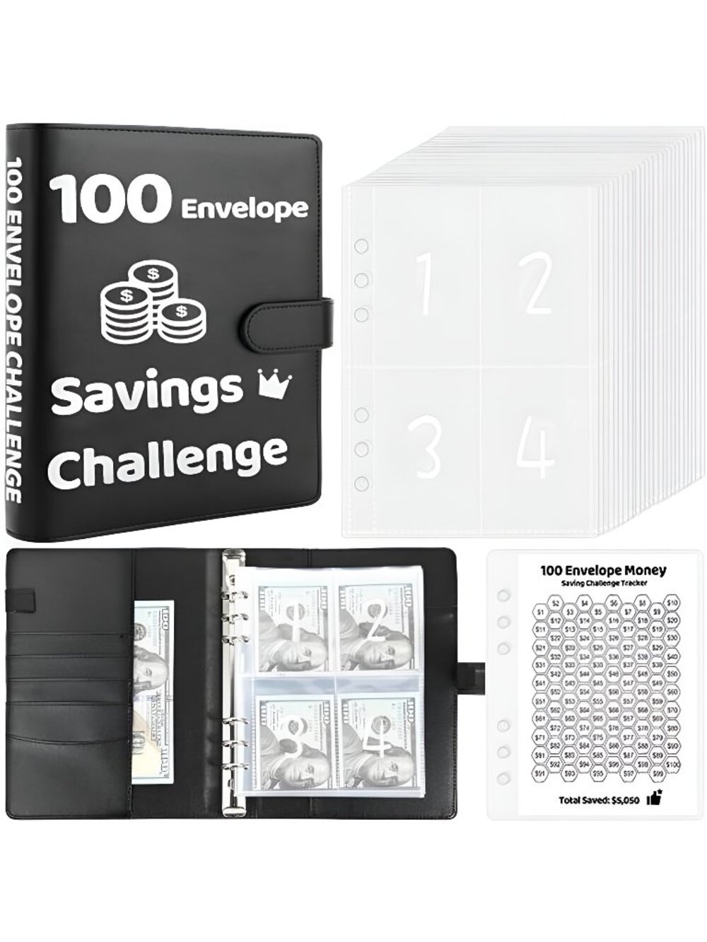 100 Envelopes Money Saving Challenge Laminated Budgeting Planning Tracker